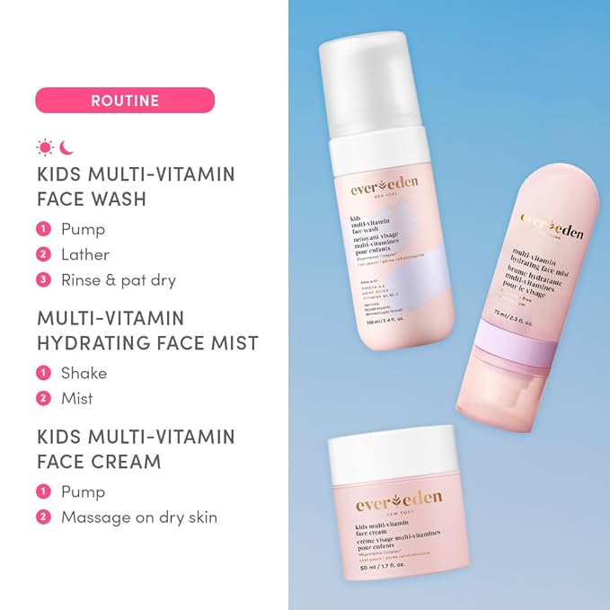 Evereden Kids Multi-Vitamin Hydrating Face Mist | Nourishing Face Spray, Preppy Skincare Essential for Ages 6+ | Clean Formula Safe for Sensitive Skin | Multi-Vitamin Complex, Peach & Mango Juice-BrightBean Baby