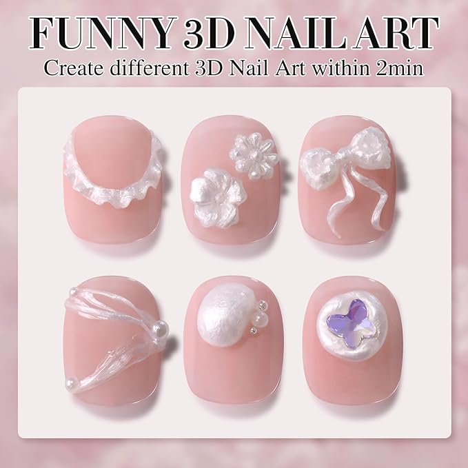 Double Rhythm 3D Nail Gel Pearl Solid Sculpting Gel for Nail Art Non-Sticky Hard Gel for Building Carving Molding Nail Extension Soak Off UV/LED Nail Art Salon Home DIY 0.5 Oz (Silver-Silk 01)-BrightBean Baby