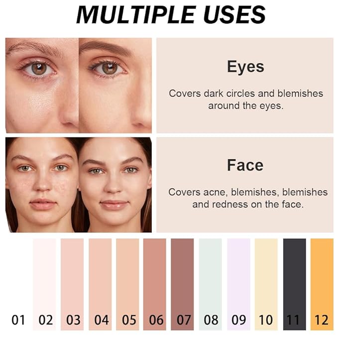 Kaely Color Correcting Concealer,Cream Pot Concealer Full Coverage,under Eye Concealer Palette for Conceals Dark Circles,Waterproof Foundation Face Makeup,04 Neutral-BrightBean Baby