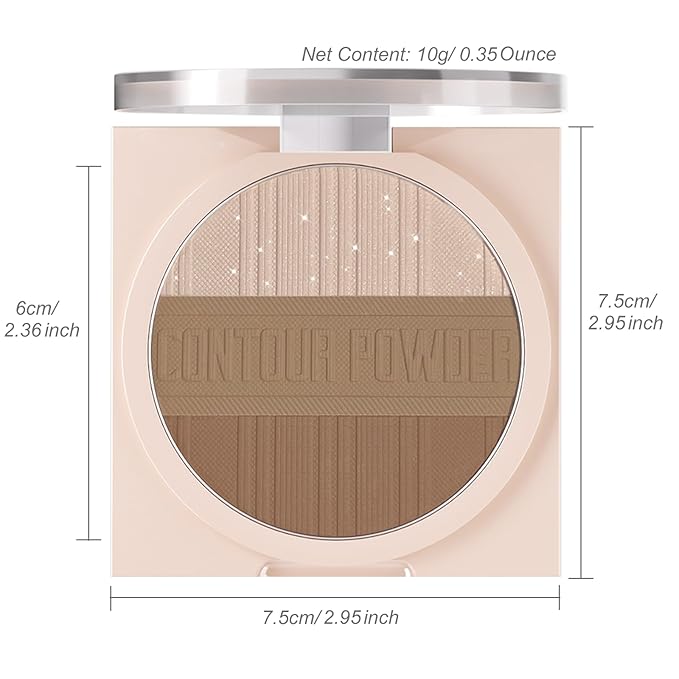 Contour Powder Makeup Palette Matte Shimmer Face Sculpting Shading Silky Smooth Tone Tuning Flawless Pressed Powder Bronzer for Warm Skin Tone, 01 Warm Brown-BrightBean Baby