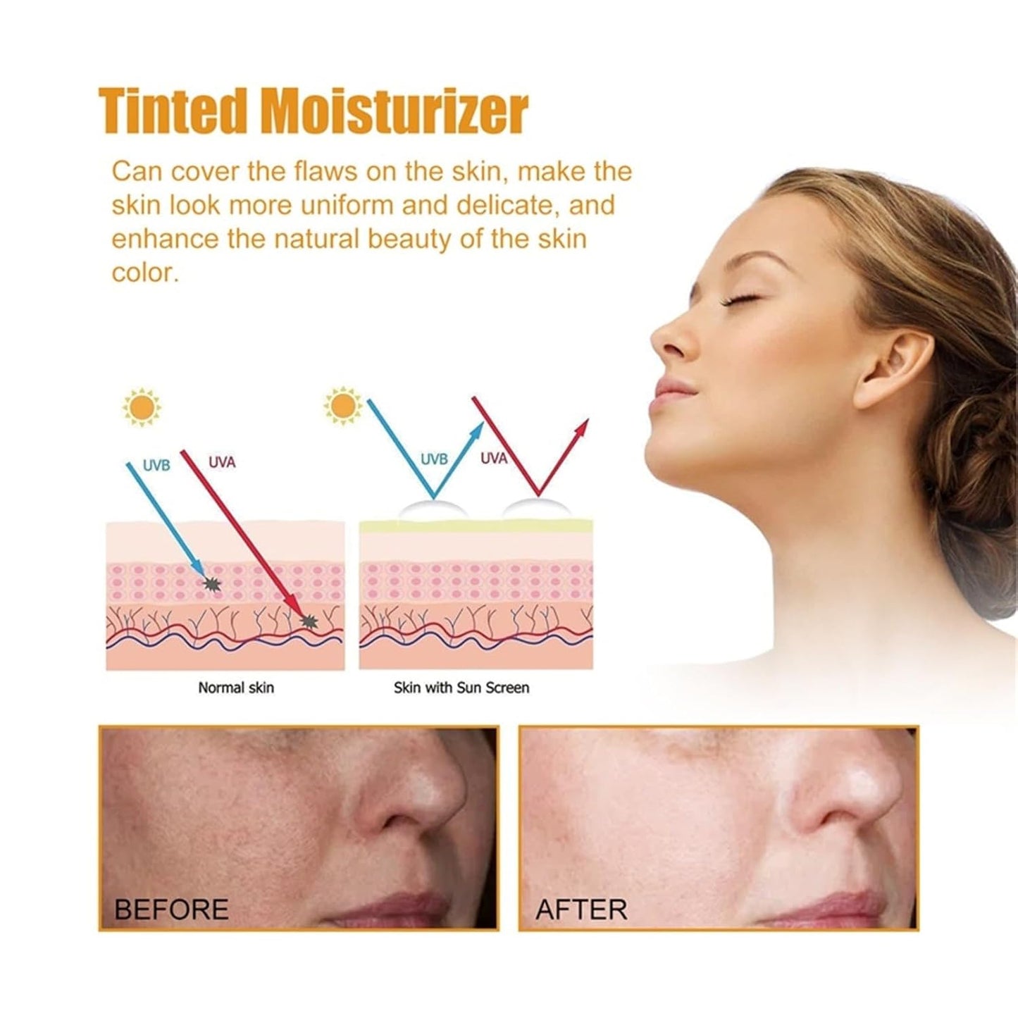 Tinted Sunscreen For Face SPF 50, Universal Protector Solar 50 Moisturizer, Hydrating Sun Essence Face Sunscreen, UV Defense, Travel Size, 1.7 Fl.OZ-BrightBean Baby