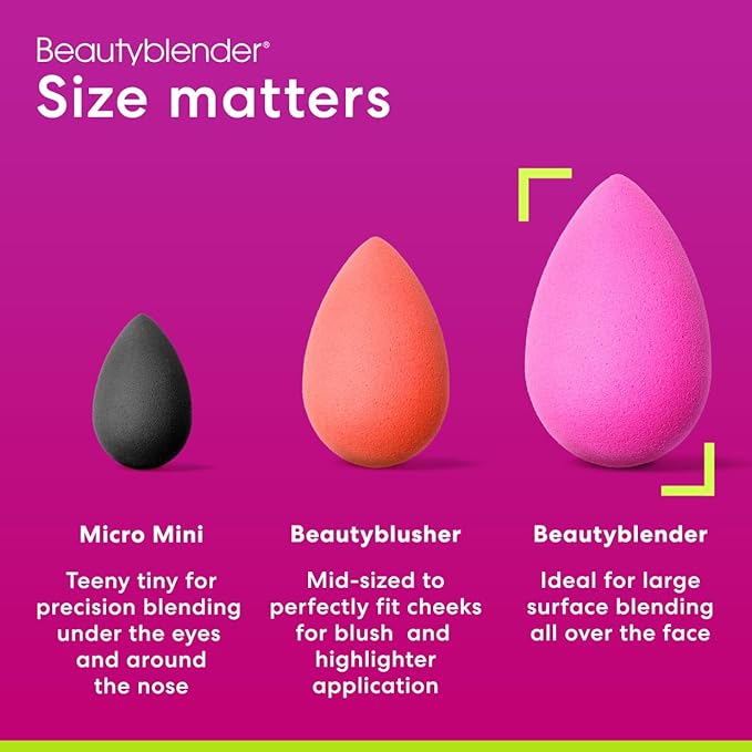 Beautyblender® | Original Pink Beauty Blender Makeup Sponge, Super-Soft Foam Easily Blends Foundations, Powders & Creams, Made in USA, Reusable, Washable, Streak Free Application, Vegan, Cruelty Free-BrightBean Baby