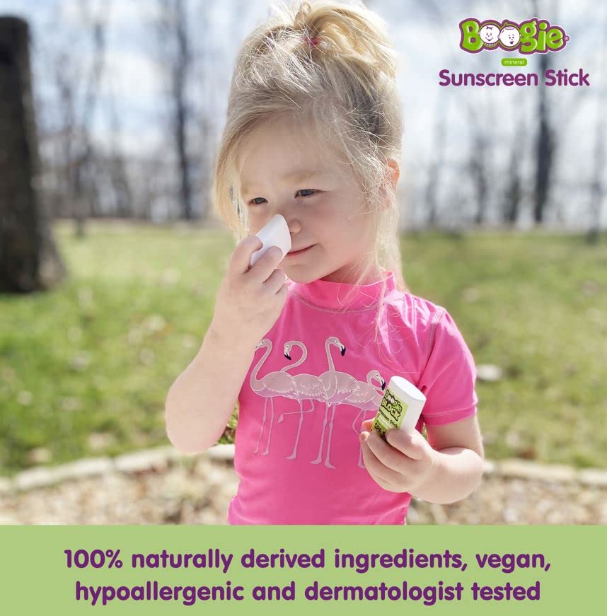 Baby Sunscreen Stick by Boogie Block, Mineral Sunscreen SPF 50, Travel Size Sunblock for Kids, Zinc Oxide, Water Resistant, Vegan, Fragrance Free Pack of 3-BrightBean Baby