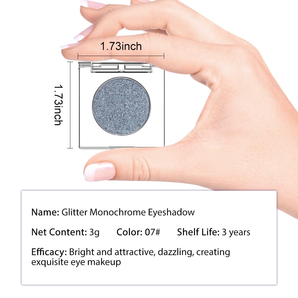 Glitter Shimmer Sparkle Eye Shadow Palette Makeup for Women, Shimmer Blue Glitter Metallic Holographic Iridescent Cream Iridescent Single Monochrome Eyeshadow Makeup-BrightBean Baby
