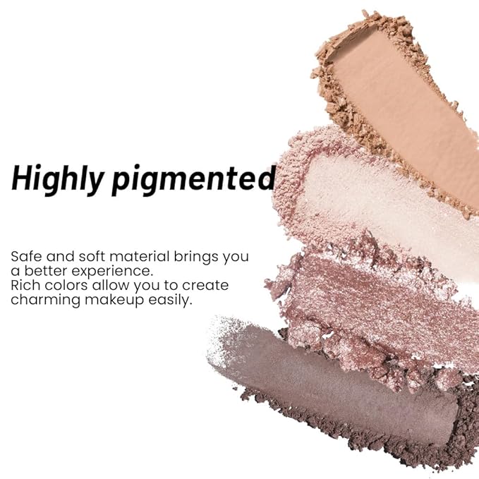 4 Colors Eyeshadow Makeup Palette,Nude Champagne Gold Light Dark Brown Highly Pigmented Natural Neutral Eye Shadow Palette with Mirror,Long Lasting Naturing-Looking,Waterproof,Blendable