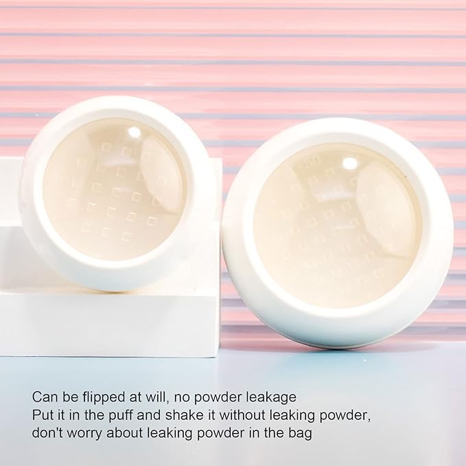 Dioche Loose Powder Container with Puff Sifter Lids, Plastic Refillable Empty Loose Powder Puff Case Face Powder Blusher Makeup Cosmetic Jars Containers for Travel Daily Use-BrightBean Baby