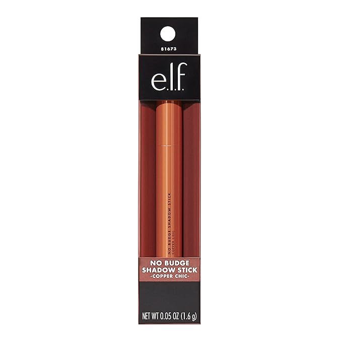 e.l.f. No Budge Shadow Stick, Longwear, Smudge-Proof Eyeshadow, Twist-up Design & Built-in Sharpener, Vegan & Cruelty-Free, Copper Chic-BrightBean Baby