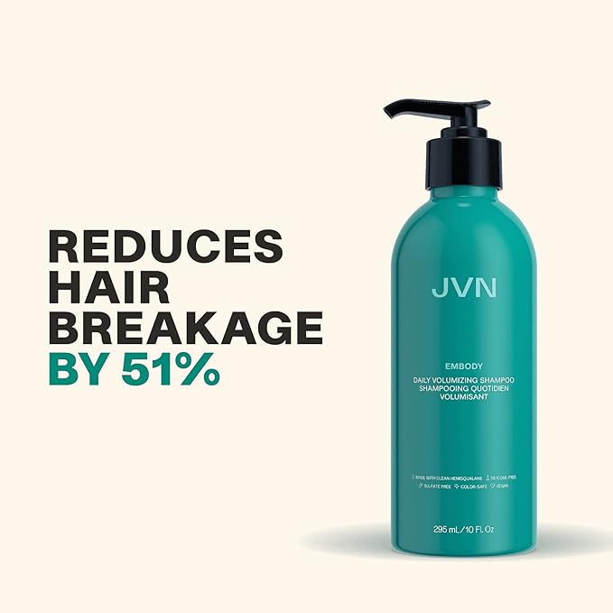 JVN Embody Volumizing Shampoo, Clean, Volume-Boosting Shampoo for All Hair Types, Clarifying, Adds Fullness and Restores Shine, Sulfate-Free, 10 Fluid Ounces-BrightBean Baby