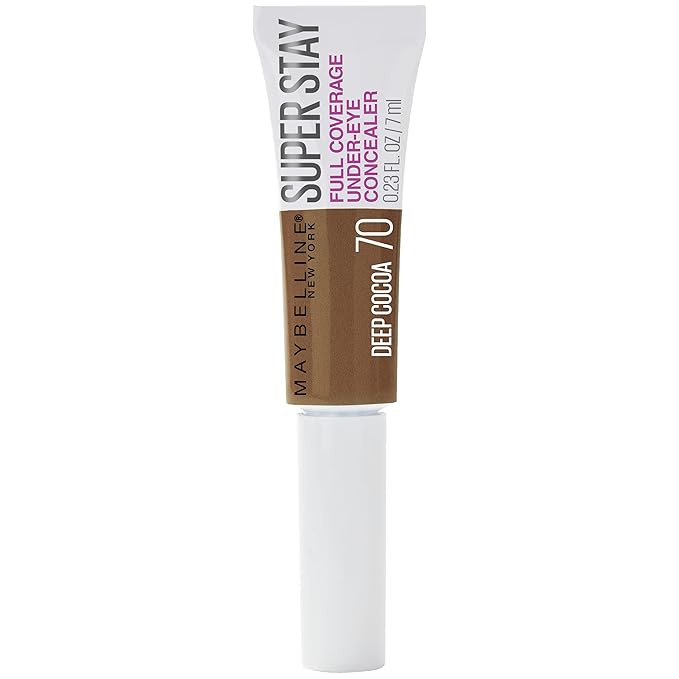 Maybelline Super Stay Super Stay Full Coverage, Brightening, Long Lasting, Under-eye Concealer Liquid Makeup Forup to 24H Wear, With Paddle Applicator, Deep Cocoa, 0.23 fl. oz.-BrightBean Baby