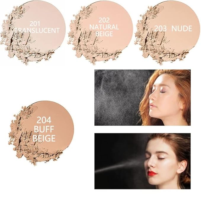 2 Pack PHOERA Matte Face Powder, Control Oil Brighten Skin Color Cover Blemish Makeup Face Setting Setting Powder 。 201-Translucent-BrightBean Baby