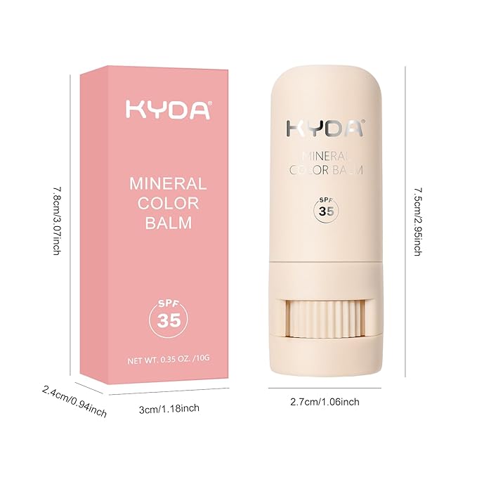 KYDA 3 Colors Mineral Color Balm, Buildable Shimmer Color for Lips and Cheeks, Broad spectrum SPF 35, Natural Shimmer Finish, Lightweight Blendable Creamy, Multiuse Blush Stick, Set A-BrightBean Baby
