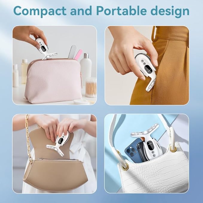 Neck Face Massager, 7-in-1 Portable Facial Massager for Enhanced Face, Neck and Shoulder Care with Vibrating and Warming Function,White-BrightBean Baby