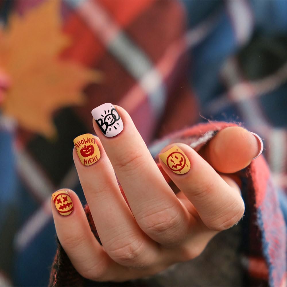 ALIBBON 6 Pcs Halloween Nail Stamping Plates Set, Spider Web Pumpkin Background Nail Art Stamp Templates, Bat Ghost Stamp Templates Kit, Castle Grave Metal Nail Plates for DIY Printing Decor-BrightBean Baby