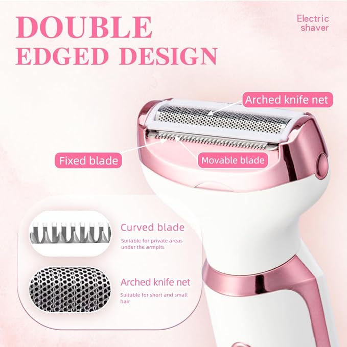 Electric Razor for Women, 4-in-1 Bikini Trimmer, Waterproof Electric Shaver for Women, Rechargeable Painless Pubic Hair Trimmer
