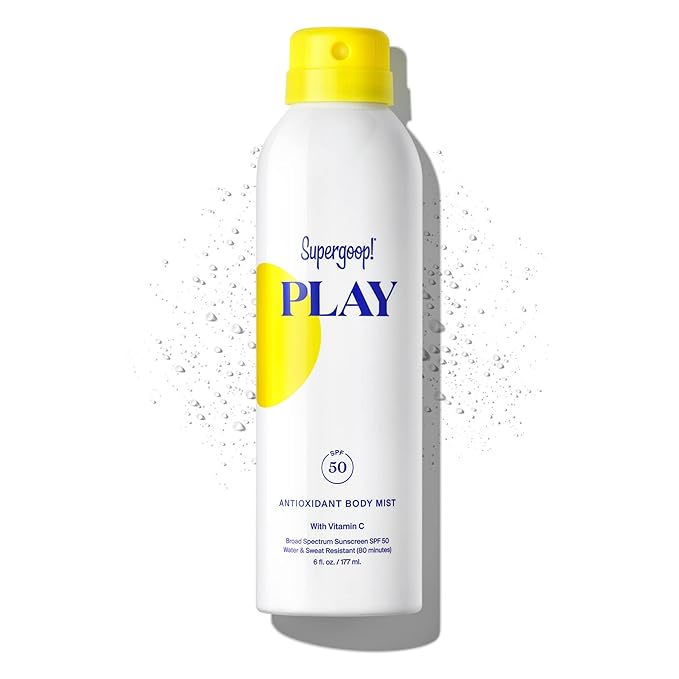 Supergoop! PLAY Antioxidant Body Mist w/ Vitamin C, 6 fl oz - SPF 50 PA++++ Broad Spectrum Sunscreen - Body Spray for Sensitive Skin - Clean Ingredients - Great for Active Days