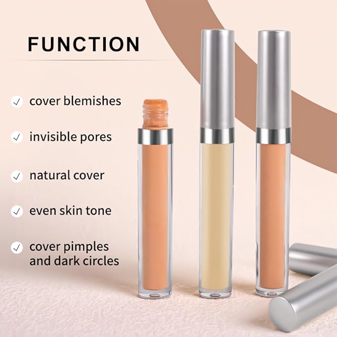 Kaely 2Pcs Hydrating Concealer Wand,Full Coverage Liquid under Eye Concealer,Long Lasting Waterproof Primer Makeup for Dark Circles and Puffiness Trouble Spots Redness,Eye Ring corrector de ojeras 06-BrightBean Baby