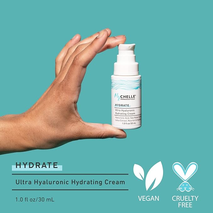 MyChelle Dermaceuticals Ultra Hyaluronic Hydrating Cream (1.0 Fl Oz) - Rich Hydration for Dry Skin with Vegan Hyaluronic Acid, Help Plump Skin and Help Reduce Appearance of Fine Lines and Wrinkles-BrightBean Baby