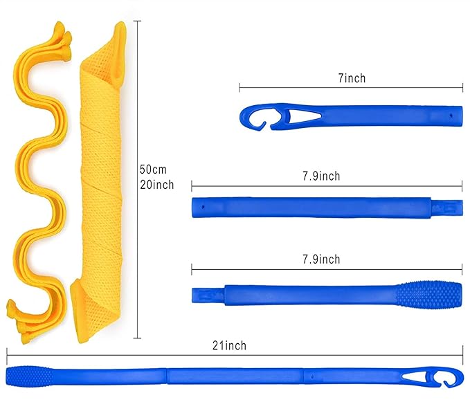 48PCS Hair Curlers Heatless Spiral and Wave Two Styles’Curls(20inch) No Heat Curlers with 4PCS DIY Styling Hooks for Women and Girls’ Medium or Long Hair (20 inch)-BrightBean Baby