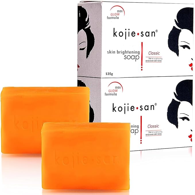 Kojie San Face & Body Skin Brightening Shower 9pc Set - the Original Kojic Acid Soap that Helps Reduce Dark Spots 6 x 135g Bars, Soap Dish and Facial Cleansing Brush…-BrightBean Baby