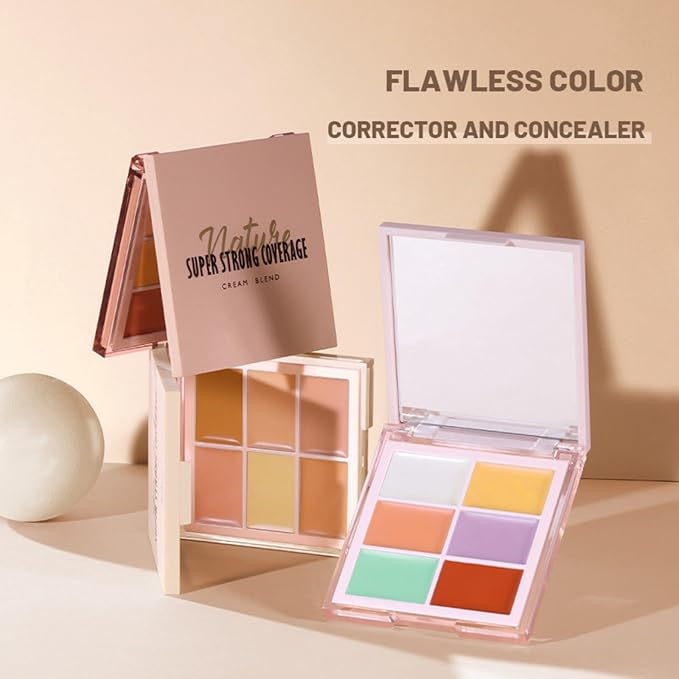 MAEPEOR Face Conceal Contour Palette 6 Colors Full Coverage and Lightweight Concealer Contour Palette Waterproof Long Lasting Contour Palette (Color 03)-BrightBean Baby