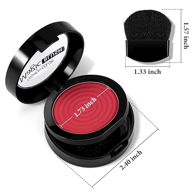 Boobeen Soft Blend Powder Blush for Cheeks, Buildable Color Matte Smooth Blush Palette Compact Blush Powder Makeup, Long-lasting Flush Color, with Mirror and Brush-BrightBean Baby