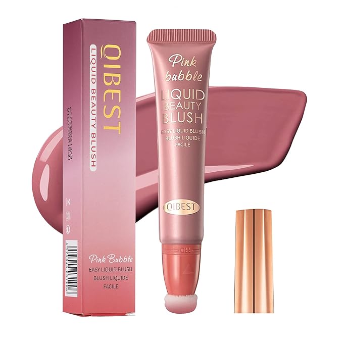 Liquid Blush Beauty Wand Matte Cream Blush Stick with Soft Cushion Applicator For Natural Cheek Tint Blendable Lightweight Long Lasting Dewy Finish makeup blush for Face(03 Plum Wine)-BrightBean Baby