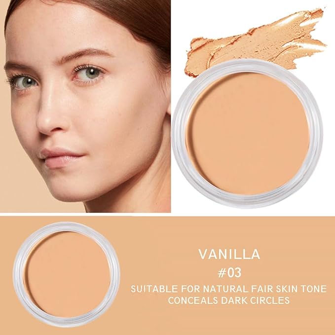 Kaely Cream Pot Concealer Full Coverage Set,Conceal Brighten Dark Circles,under Eye Brightener Color Correcting Concealer,Waterproof Foundation Palette with Brush,corrector de ojeras,Vegan Makeup,03-BrightBean Baby