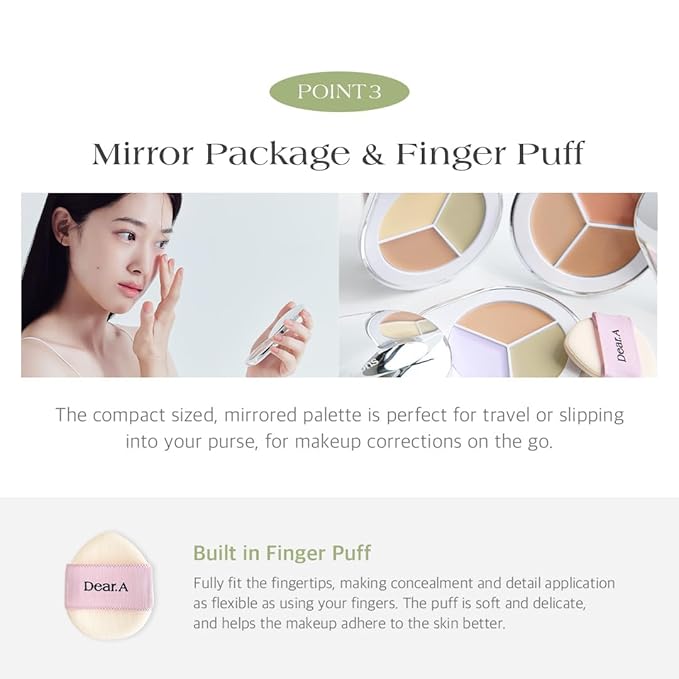 Dr.Althea Dear.A Perfect Cover Concealer Palette - Vegan Fomula, Conceal, Cover, Correct, Contour, Highlight, Multi concealer balette, Finger puff included (C02)-BrightBean Baby