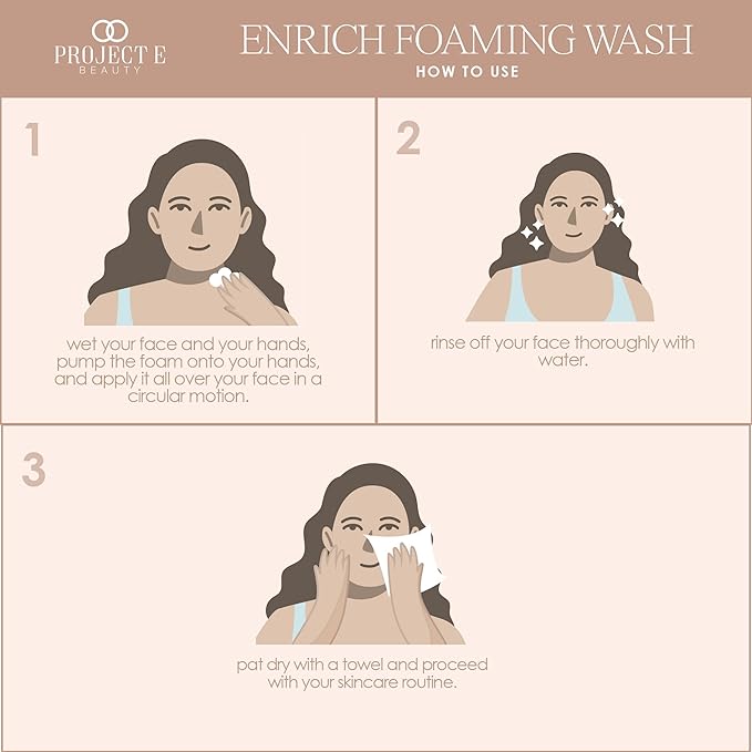Project E Beauty Enrich Foaming Wash Gentle Cleansing | Moisturizing Daily Face Cleanser | Removes Dirt & Excess Oil | Brightens Skin | Hydrating Formulation | Clear & Smooth Skin | 150ml-BrightBean Baby