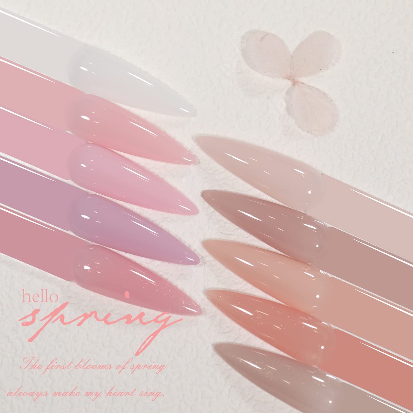 Jelly Pink Gel Nail Polish Set of 10 Colors Including Pink Purple Milky White Nude Gel Polish Kit UV LED Soak Off Nail Polish Home DIY Manicure Nail Salon Varnish-BrightBean Baby