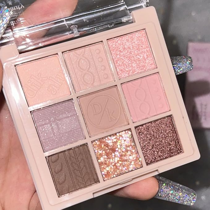 9Colors Eye Shadow Palette Makeup,Pink Rose Gold Purple Mauve Neutral Travel Eyeshadow Palette Highly Pigmented Long Lasting Waterproof Naturing-Looking Eyeshadow Palette Travel Size Gift Kit