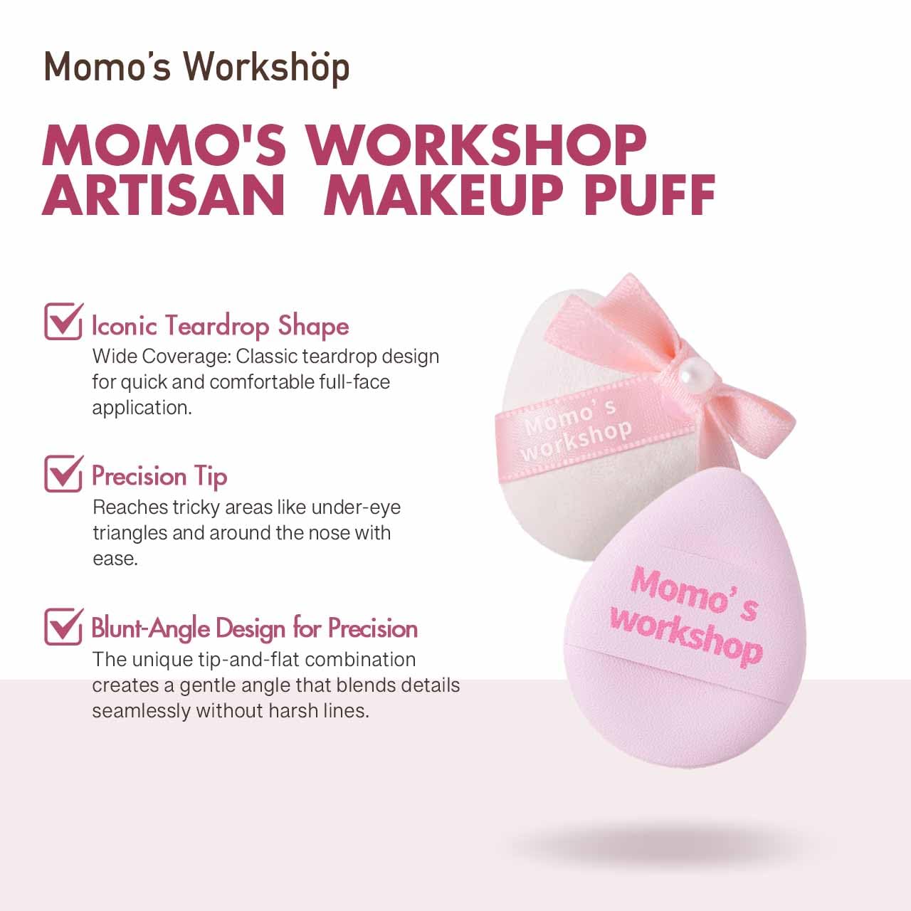 Mini Denim Makeup Sponge Set,Mini Makeup Blenders Sponge for Concealer/Blush/Highlighter, Perfect for Detail Work & Travel,4pcs Pink Mini Concealer Puffs with Travel Pouch-BrightBean Baby