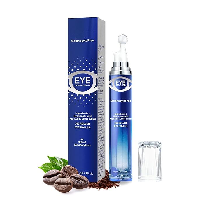 Caffeine Eye Serum,Under Eye Roller Serum with 360° Massage Ball,Eye Contour Cream for Dark Circles and Puffiness Wrinkles Fine Lines-BrightBean Baby
