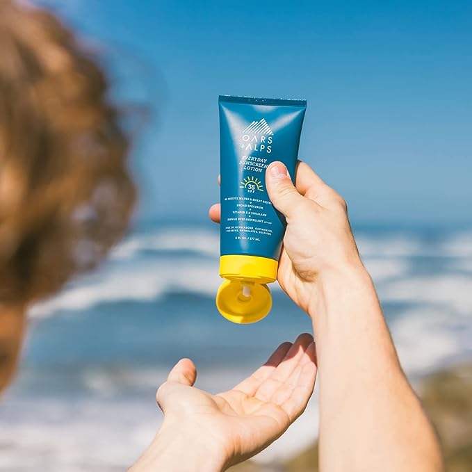 Oars + Alps Sunscreen Body Lotion for Everday Use, SPF 35 Body & Face Sunscreen Lotion, Infused with Aloe Leaf & Vitamin E, No White Residue, Water & Sweat Resistant, All Skin Types, Lightweight, 6oz-BrightBean Baby