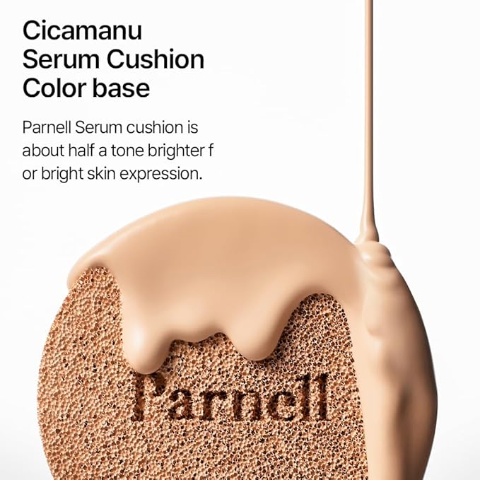 Parnell Cicamanu Serum Cushion - Moisturizing Foundation for Soothing, Coverage, Glass Skin and Lightweight for Sensitive and Dry Skin Pearl Skin (0.52 Fl Oz) (#24 Sand Beige)-BrightBean Baby