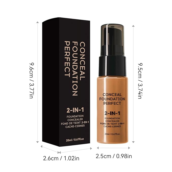 6 Colors Liquid Foundation Long-Lasting,Poreless Liquid Oil Concealer Foundation For All Skin Type,Waterproof & Sweat-Proof,Easy To Push Away,Flawless Finish Foundation,Balanced Skin Color-BrightBean Baby