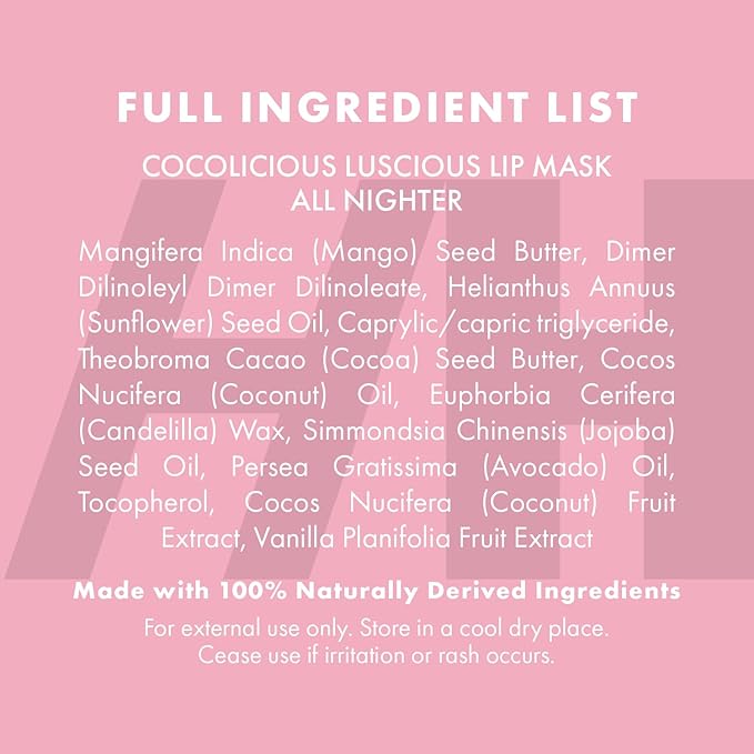 100% Natural Lip Butter Sleeping Lip Mask, Overnight Lip Moisturizer and Conditioner for Dry Lips. Intensive Lip Balm and Lip Therapy Skin Care with Mango butter (Original All Nighter)-BrightBean Baby