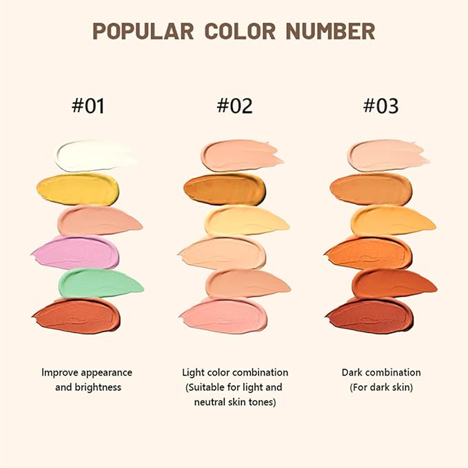 MAEPEOR Face Conceal Contour Palette 6 Colors Full Coverage and Lightweight Concealer Contour Palette Waterproof Long Lasting Contour Palette (Color 01)-BrightBean Baby