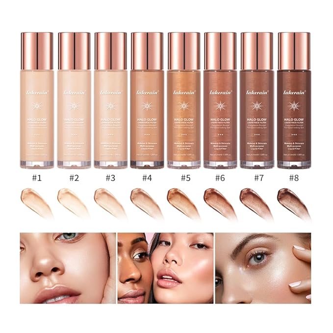 Halo Glow Liquid Face Filter, Complexion Booster For A Glowing, Soft-Focus Look, Infused With Hyaluronic Acid, Vegan & Cruelty-Free 1.06 OZ/31.5ml -08-BrightBean Baby
