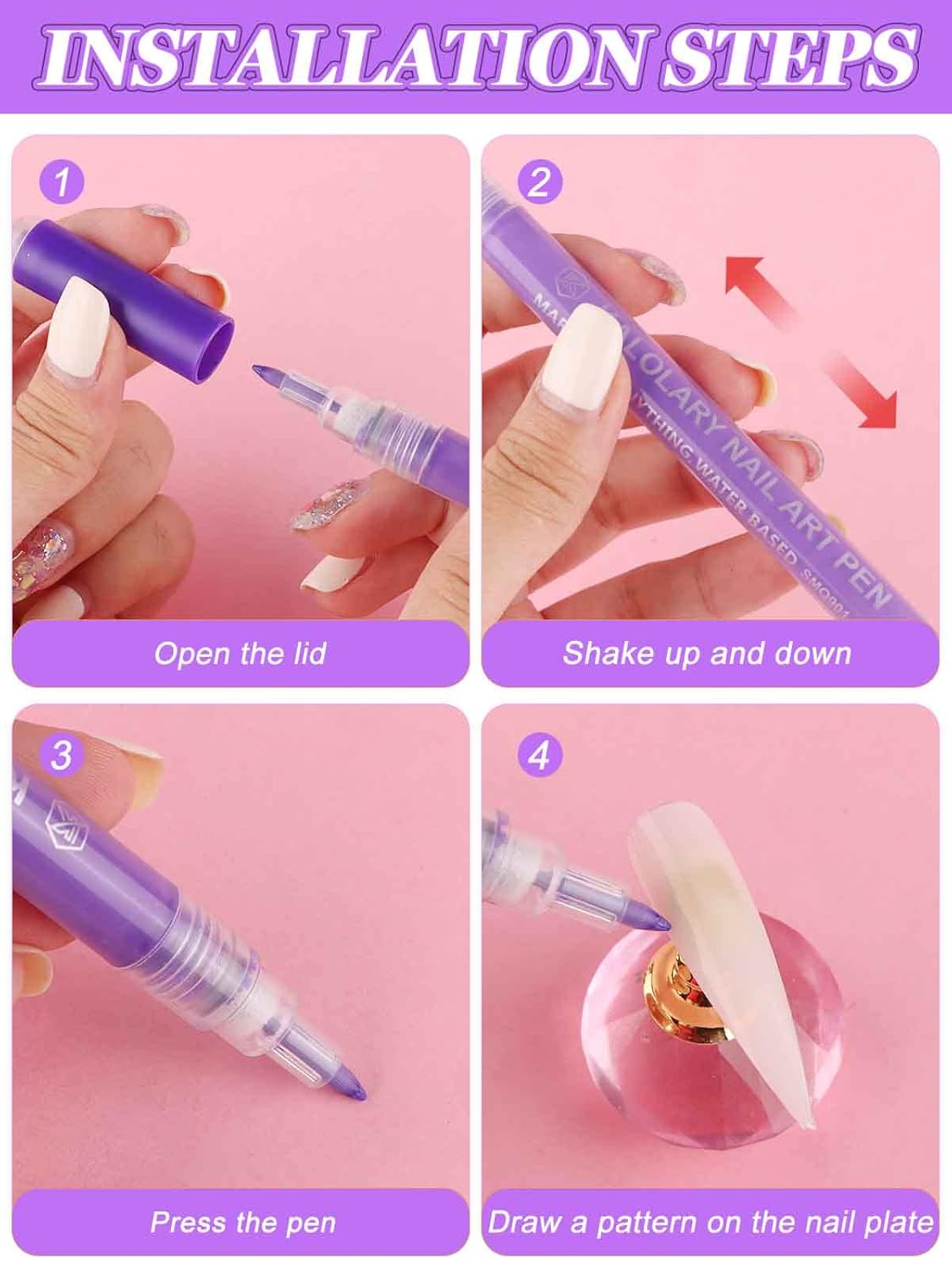 12 Color 3D Nail Art Pens Set, Kalolary Nail Point Graffiti Dotting Pen Drawing Painting Liner Brush for DIY Nail Art Beauty Adorn Manicure Tools-BrightBean Baby