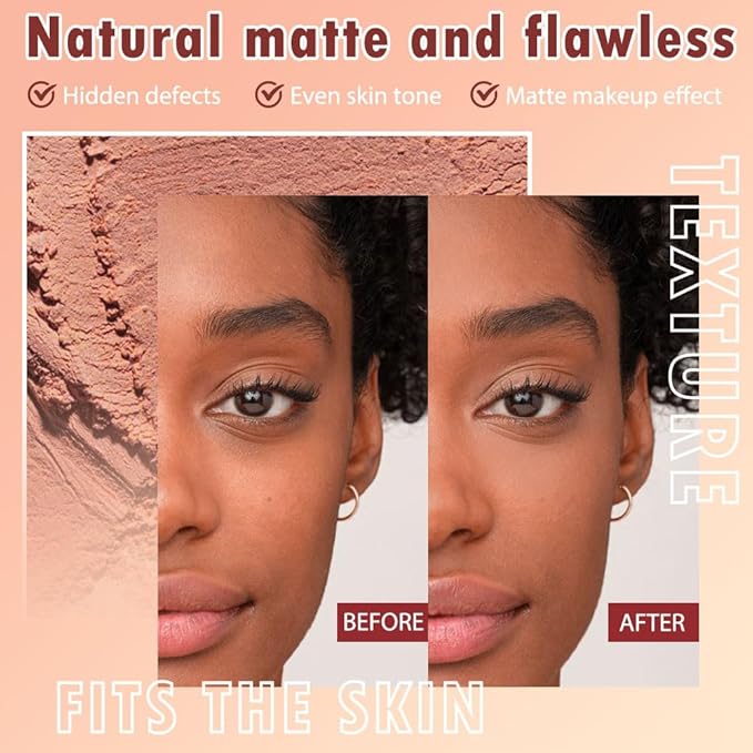 Oil Control Face Pressed Powder, Matte powder setting powder, long-lasting and waterproof loose powder, Flawless Lightweight Face Cosmetics, Cruelty-free, (07, 1 Pcs)-BrightBean Baby