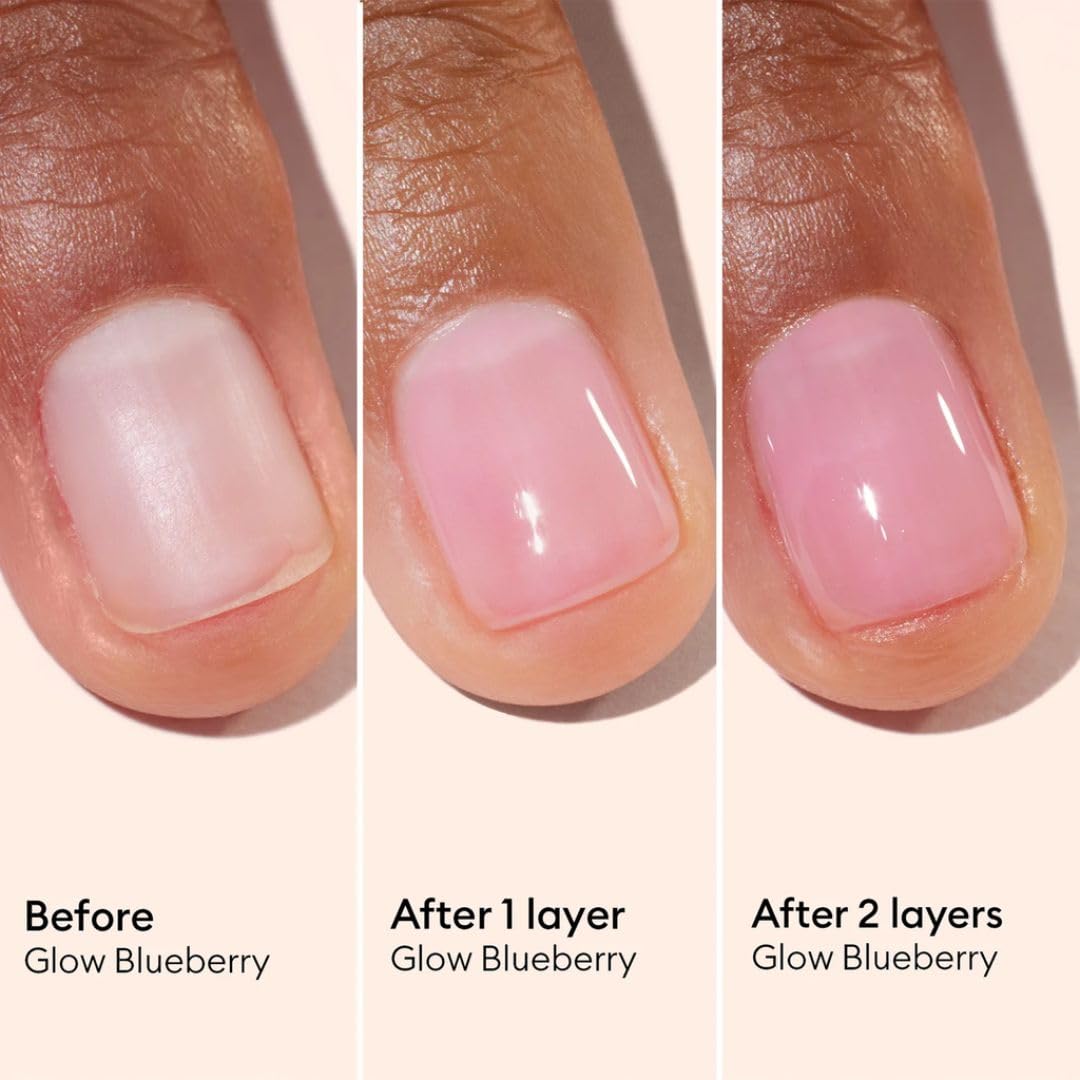 Manucurist Active Glow Blueberry All-in-One Perfecter Nail Polish & Care - No Lamp - Vegan & Made in France Ultra-Glowy Rose Mirror-Like Shine - Nail Concealer & Care - Plant-Based Ingredients-BrightBean Baby