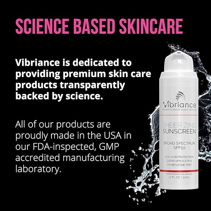 Vibriance Sheer Zinc Sunscreen - Tinted Sunscreen for Face SPF 50, Lightweight Facial Moisturizer with Niacinamide, Hyaluronic Acid - 1.7 fl oz-BrightBean Baby