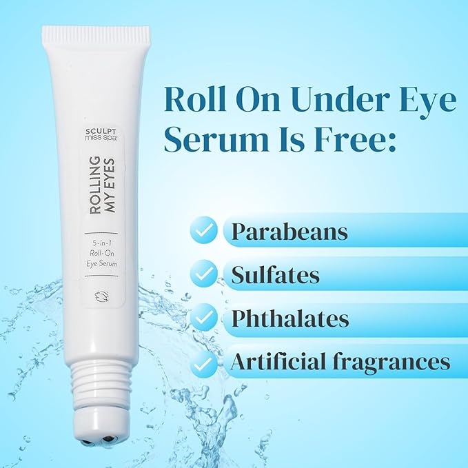 Miss Spa Eye Serum 5-in-1 Roll On Under Eye Cream, Helps De-puff and Brighten Under and Around Eyes, Anti-Aging Under Eye Roller Helps with Fine Lines and Dark Circles, Vitamin B3, Eye Bag Remover-BrightBean Baby