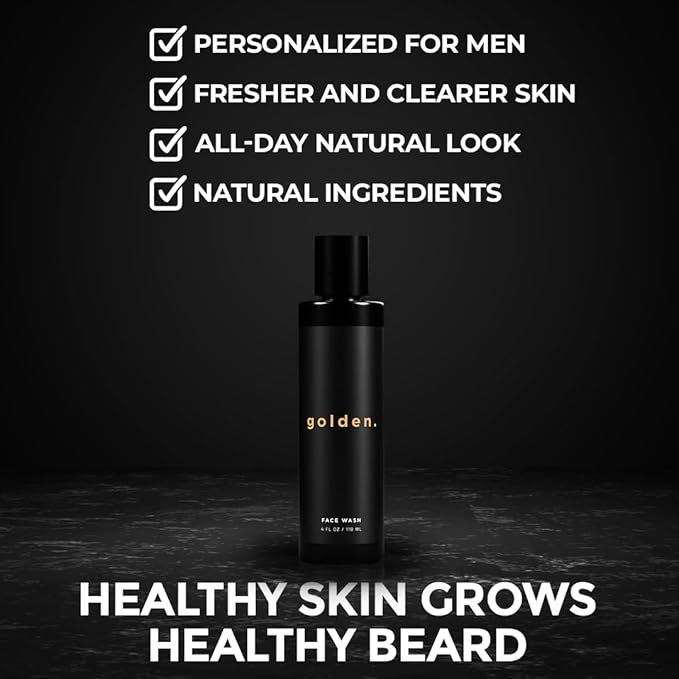 Golden Grooming Co. Men Face Wash with Aloe Vera & Vitamin E - Facial Cleanser for Men - Organic & Nature-Based - Ideal for Sensitive and Oily Skin - Rich Foaming Daily Cleanser - 4 oz.-BrightBean Baby