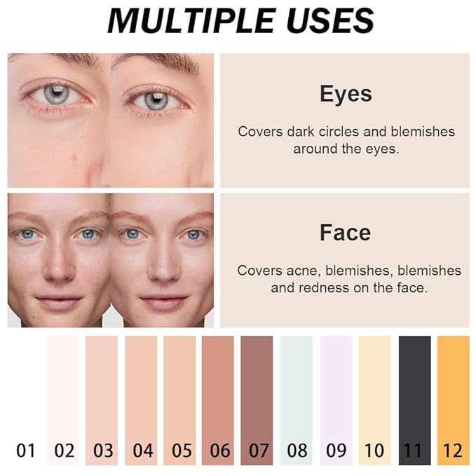 Kaely Color Correcting Concealer,Cream Pot Concealer Full Coverage,under Eye Concealer Palette for Conceals Dark Circles,Waterproof Foundation Face Makeup,03 Light-BrightBean Baby