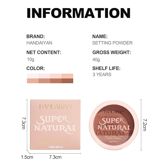 Pressed Face Powder Makeup Mineral Foundation Finishing Powder Pressed Finishing and Setting Powder Loose Setting Powder Makeup #03-BrightBean Baby