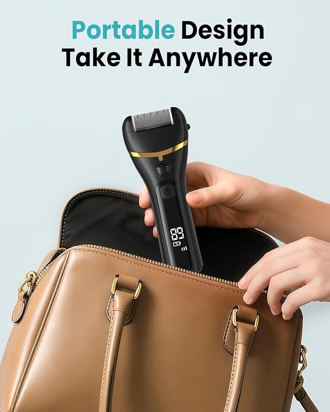 Electric Foot Callus Remover with 10000 RPM Motor and 3-Speed Settings, Foot File Kit with LED Light and Display for Women’s Home Pedicure, Waterproof Foot Grinder with Type-C Charging-BrightBean Baby