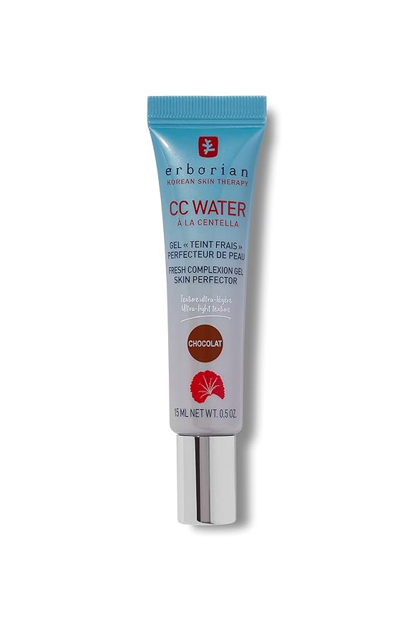 Erborian CC Water with Hyaluronic Acid, Chocolate - Ultra-Light Aqua Gel Color Corrector with Centella Asiatica & Hyaluronic Acid - Plump, Softer & Hydrated Skin - Korean Skincare Perfector - 0.5 Oz-BrightBean Baby