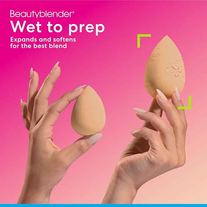 Beautyblender® | Nude Beige Beauty Blender Makeup Sponge, Super-Soft Foam Easily Blends Foundations, Powders & Creams, Made in USA, Reusable, Washable, Streak Free Application, Vegan, Cruelty Free-BrightBean Baby